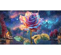 Butterfly-on-Pink-Rose-with-Glowing-Hearts Puzzle 1000 pièces Papier recyclé Jeux éducatifs Idée Cadeau Parfaite pour Adultes et Enfants de 12 Ans et Plus Beau Puzzle de décoration 38x26/1000 pièces