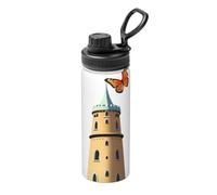 Butterfly On The Top of The Tower Bouteille d'eau isotherme en vrac en acier inoxydable avec couvercle pour adultes Idéal pour un usage quotidien et les activités de plein air 532 ml