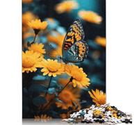 Butterfly on Yellow Flower Puzzles 1000 Pieces Cadeau Unique Jeu Éducatif Challenge Toy À De Qualité Supérieure Peinture Art pour Adultes Et Enfants À Partir De 12 Ans 1000pcs (75x50cm)