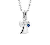 butterfly Pendentif Ange Avec Cristal Bleu Sur Chaîne À Billes En Argent Véritable