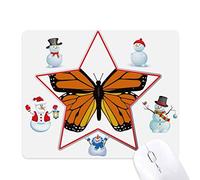 Butterfly Specimen in Orange Christmas Snowman Family Star Mouse Pad