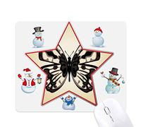 Butterfly Specimen in Pale Christmas Snowman Family Star Mouse Pad