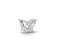Butterfly Sterling Silver Charm with Clear Cubic Zirconia