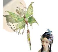 Butterfly Tears Tassel Hair Clip, fairy wings Beaded Design Hair Claws for Hairstyles, Butterfly Tassel Hair Clip for Women(Green)
