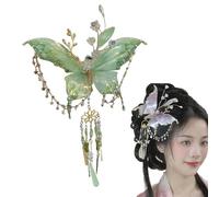 Butterfly Tears Tassel Hair Clip for Women, Butterfly Tassel Hair Clip, Butterflys Beaded Design Hairs Claws for Hairstyles (Green)