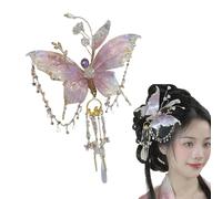 Butterfly Tears Tassel Hair Clip for Women, Butterfly Tassel Hair Clip, Butterflys Beaded Design Hairs Claws for Hairstyles (Pink)