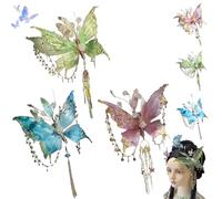 Butterfly Tears Tassel Hair Clip, Large Fairy Wing Hair Clips, Butterfly & Beaded Design Hairs Claws, for Party, Cosplay & Photos Shoot (Mix)