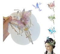Butterfly Tears Tassel Hair Clip, Large Fairy Wing Hair Clips, Butterfly & Beaded Design Hairs Claws, for Party, Cosplay & Photos Shoot (Pink*1)