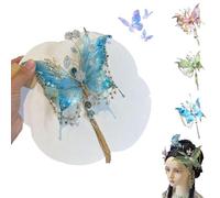 Butterfly Tears Tassel Hair Clip, Large Fairy Wing Hair Clips, Butterfly & Beaded Design Hairs Claws, for Party, Cosplay & Photos Shoot (Blue*1)