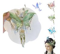 Butterfly Tears Tassel Hair Clip, Large Fairy Wing Hair Clips, Butterfly & Beaded Design Hairs Claws, for Party, Cosplay & Photos Shoot (Green*1)