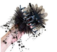 Butterfly Tears Tassel Hair Clip, Women Girls Elegant Shiny Silk Butterfly Rose Tassel Hair Claw For Weddings, Parties, Everyday Style (Black)