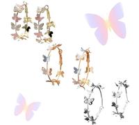 Butterfly Waltz Earrings, Multi-Colored Butterfly Hoop Jewelry, Earrings for Women Dainty Hoop Earrings, Versatile Graceful Gifts Wedding (3PCS,One Size)