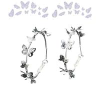 Butterfly Waltz Earrings, Multi-Colored Butterfly Hoop Jewelry, Earrings for Women Dainty Hoop Earrings, Versatile Graceful Gifts Wedding (Slivery,One Size)