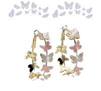 Butterfly Waltz Earrings, Multi-Colored Butterfly Hoop Jewelry, Earrings for Women Dainty Hoop Earrings, Versatile Graceful Gifts Wedding (Pink,One Size)