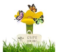 Butterfly Watering Station, Bee Feeder Drinking Cups, Flower-Shaped Pollinator Feeder, Colorful Safe Design, Perfect for Pathway, Driveway, Garden, Outdoor Use, 6.5x11cm Multicolor