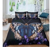 Butterfly wings Linge de Lit 3 Pièces 3D Imprimée Microfibre Hypoallergique Nature photography style Parure de Lit avec 2 x Taies d'oreiller Respirante for Chambre Adulte Super king（260x220cm）
