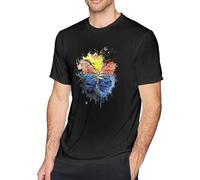 Butterfly with Painted Sea Watercolor Men's T-Shirt Tees Short Workout Tops Casual Black Manches Courtes(Small)