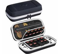 ButterFox Étui de Transport pour Nintendo Switch OLED, Compatible avec Chargeur, Joy Con Grip, 18 Jeux et étui de Protection (Blanc/Noir)