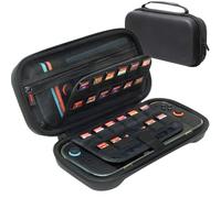 ButterFox Étui de transport Switch 2 pour Nintendo Switch 2, compatible avec chargeur fin et étui de protection fin avec 24 supports de jeu et support intégré - Noir uni