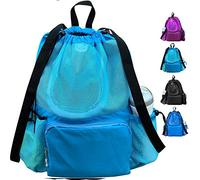 ButterFox Sac à Dos en Maille avec Cordon de Serrage pour équipement de Natation, Gym, Plage avec Compartiments séparés étanches, séparation sèche et Humide, Bleu Clair, L, Durable