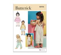Butterick B6936A Patron de couture pour salopette et robe pour tout-petits, Code de modèle B6936, tailles 1/2-1-2-3-4