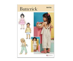 Butterick B6936A Patron de couture pour salopette et robe pour tout-petits, Code de modèle B6936, tailles 1/2-1-2-3-4