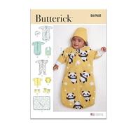 Butterick Kit de patron de couture pour bébé, combinaison, chemise, couverture de couche, chapeau, bavoir, moufles, bottines et couverture, modèle code B6968, tailles XXS-XS-S-M-L, multicolore