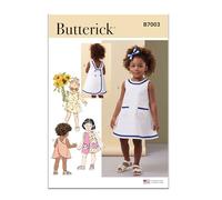 BUTTERICK Paper Pattern B7003A Patron de robes et culottes pour tout-petits A (1/2-1-2-3-4)