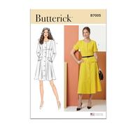 Butterick Patron de couture B7005D5 pour femme et Miss Petite robe boutonnée sur le devant avec manches Variations D5 (36-36-38-40)