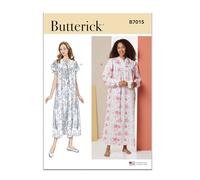 BUTTERICK Patron de couture B7015A Chemise de nuit pour femme avec manches et longueurs variantes A (XS-S-M-L-XL-XXL)