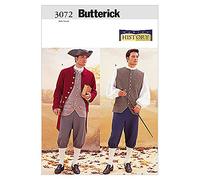 Butterick Patterns B3072 Costume Historique pour Homme Taille 44-46 - 48 : Pantalon Longueur Genou, Ballon - Chemise Mannequin, Gilet, Veste ajustée et Chapeau tri-Angle, Blanc, Motif