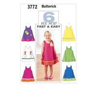 Butterick Patterns B3772 Patron de Robe pour Enfant Blanc Taille 4 à 6 Ans