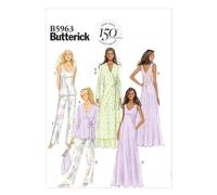 Butterick Patterns B5963 Patrons de Robes et Hauts/Robes/Pantalons et Sac pour Femme Blanc A5 (34 à 42)