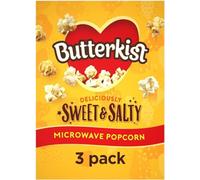 Butterkist - Popcorn au micro-ondes sucré et salé - 1 boîte (3 sachets de 60 g) - Prêt en 3 minutes - 128 calories par portion - Sans gluten, sans colorants ni arômes artificiels, convient aux