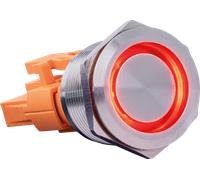 Joy-it BUTTON22B-M-RD BUTTON22B-M-RD Bouton-poussoir 250 V 7 A 1 x On/Off à rappel rouge (Ø x H) 25 mm x 40.40 mm IP67, IK10