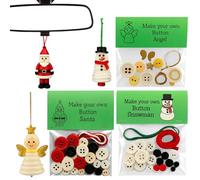 Button Christmas Tree Ornaments - Pendentifs Suspendables Père Noël Ange Bonhomme de Neige,Set de Création de Pendentifs pour et Adultes Artisanat Fêtes,Décoration pour Arbre Voiture
