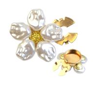 Button Covers for Women Blouses - Alloy Faux Pearl Flower for Formal Banquet Home Office Travel | Decorative Accessory for Shirts Dresses Jeans Chest Cuffs, Adds Elegant Touch to Outfits