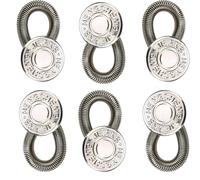 Button Extender for Jeans & Pants Buttons - 6-Pack Metal Waist Band Expander, Super Sturdy Flex Pant Extenders Adds 1-2 Inches, Ideal for Women & Men, No-Sew Easy Use (#5)