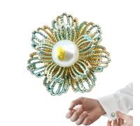 Button Jewelry Covers - Metal Pearl Flower Brooches | Alloy Button Covers 2.5cm Diameter with 1.75cm Buckle, Elegant Accessories for Women Wedding Clothes Shirt Blouse Jeans Crafts