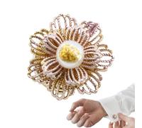 Button Jewelry Covers - Pearl Flower Brooches | 2.5cm Alloy Button Covers with 1.75cm Buckle, Stylish Jewelry Accessories for Women Wedding Shirt Blouse Jeans Crafts Fashion Decor