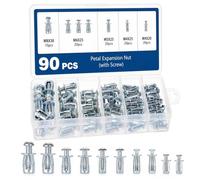 Button Rivet Locking Nut Assortment, M4 M5 M6 M8 Jack Nuts (90Pcs)