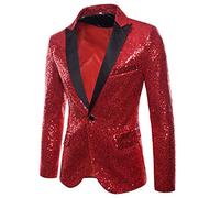 Button Top Casual fit Suit One Charm Coat Sequin Party vêtements et Vestes pour Hommes Homme Couleur Noir