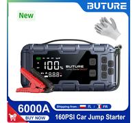 BUTURE 6000A démarreur de saut de voiture PD45W batterie externe Portable 160PSI pompe à Air batterie Boosters d'urgence dispositif de démarrage démarreur de voiture 6000A