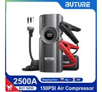 Buture - démarreur de saut 4 en 1, pompe 150psi, compresseur d'air, batterie externe 20000mAh, dispositif de démarrage 2500A, gonfleur numérique de pneus 15V
