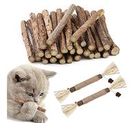 Butyeak Bâtonnets à Mâcher Matatabi, Jouets molaires de Chat en Bois Naturel, Herbe à Chat pour grincer des Dents(30+2) Pièces
