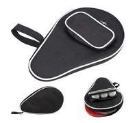 Butyeak Housse Raquette Ping Pong, Housse Table de Ping Pong, Étui pour Raquette Tennis Table, Imperméable Sac de Tennis de Table pour 2 Raquette et 3 Balles, Noir, 29 x 21 x 2.8 cm