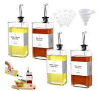 Butyeak Lot de 4 Bouteille Huile 500ml Distributeur Huile D'Olive, Huilier en Verre, Distributeur Huile D'Olive, Bouteille Vinaigrette, Verseur Huile avec Bec Verseur, Flacon Sauce, Oil Dispenser