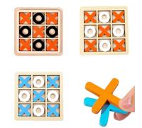 Butyeak Tic Tac Toe Jeu de Plateau, Bois Tic Tac Toe de Société, XO Tabletop Jeu Tic Tac Toe Morpion, Jeux de Voyage pour pour Adultes, Enfants, Famille Intérieur Décor, 14.5×14.5cm, 3Pcs