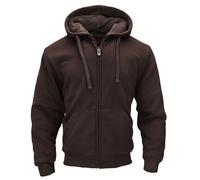 Butygity Sweat à Capuche doublé Sherpa pour Homme avec Fermeture éclair intégrale, Veste Polaire épaisse pour l'hiver, café, Medium