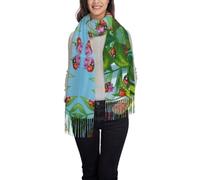 BUULOO Foulard coccinelle pour femme, imprimé imitation cachemire, écharpe chaude, confortable, douce avec frange, cadeau d'hiver tendance., coccinelle, taille unique